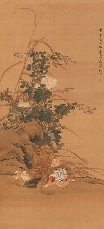 马家桐 花鸟 立轴